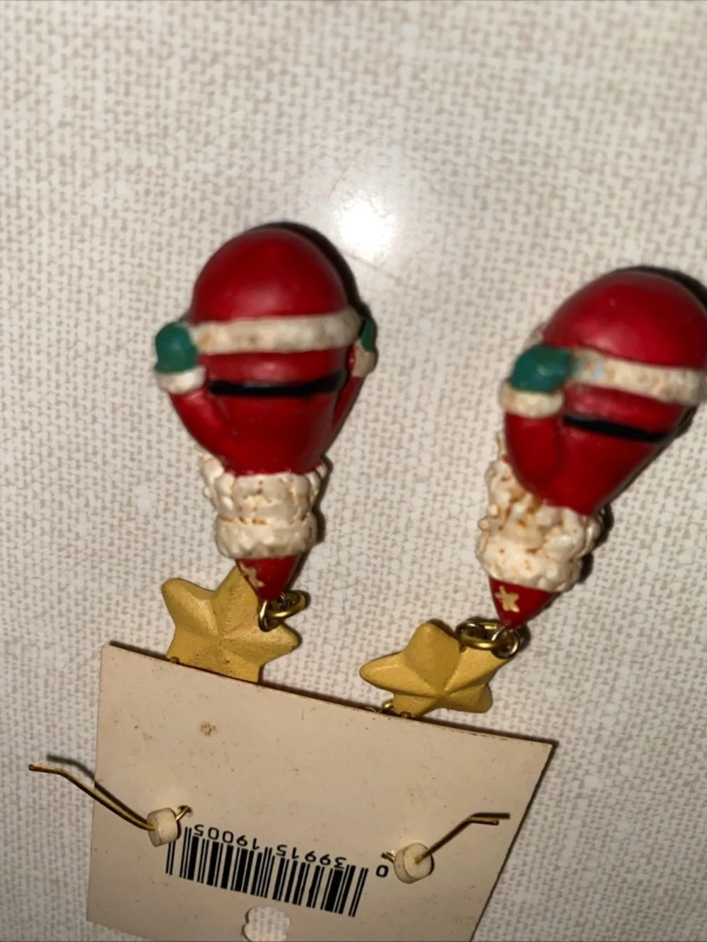 VTG Russ Kringle Cuties Dangle Earrings Surgical Steel Hooks Santa Claus